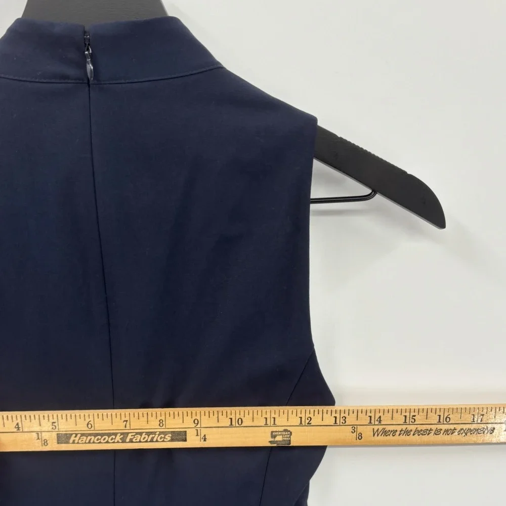 Rachel Rachel Roy Navy Blue Mock Neck Draped Ruffle Sheath Dress‎ Size 0